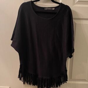 New York Collection Black Fringe Sweater